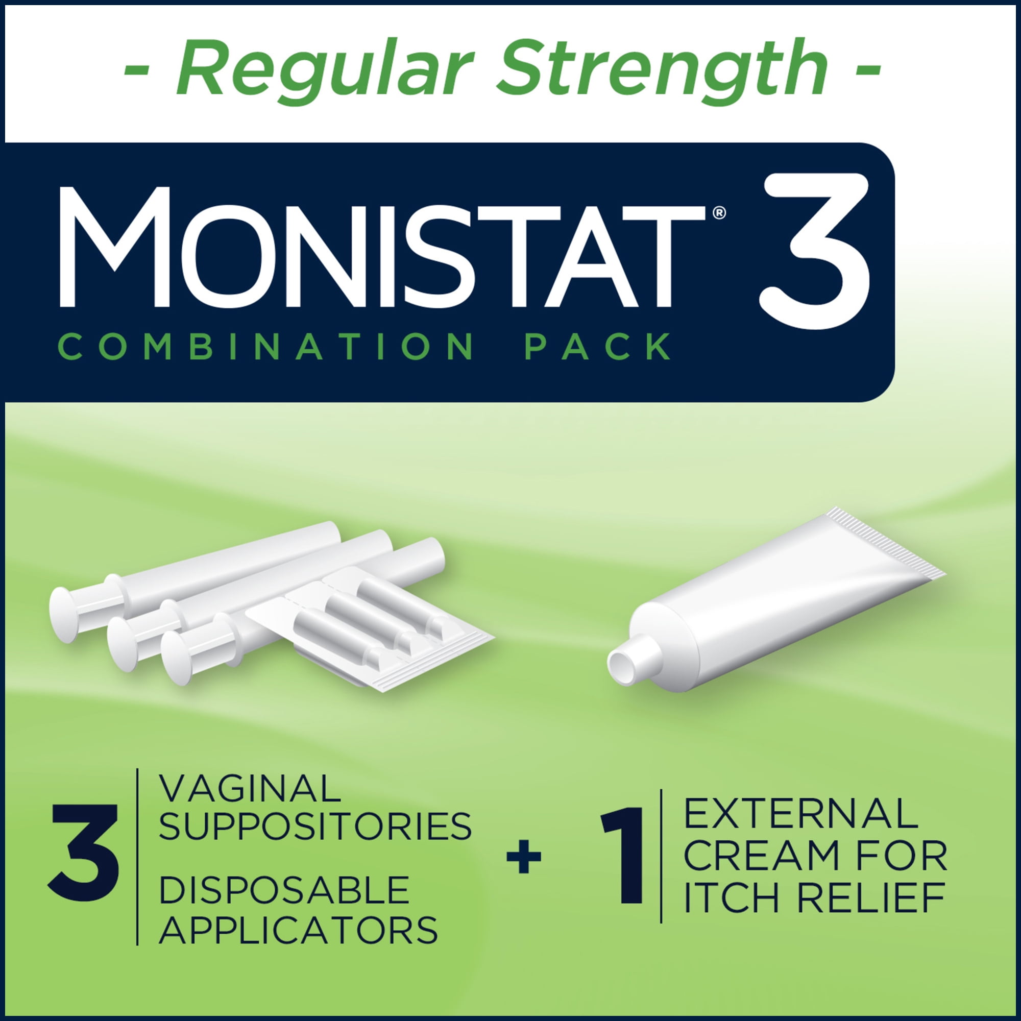 Monistat 3 Day Yeast Infection Treatment, 3 Miconazole Suppository Inserts & External Itch Cream