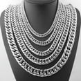 thumbnail image 3 of 9/11/13/16/20mm Top Polished Mens Chain Stainless Steel CURB CUBAN Link Necklace, 3 of 9