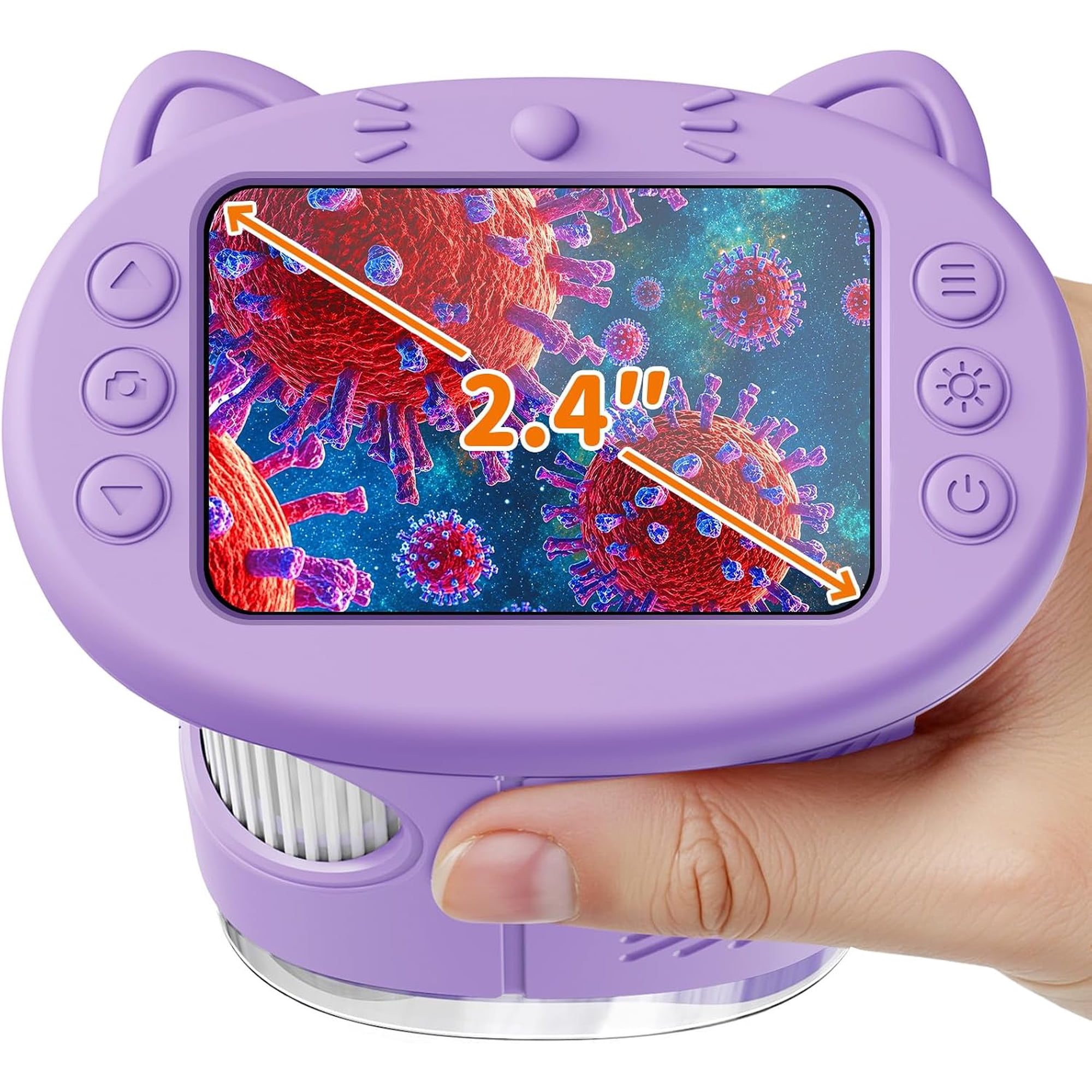 Microscope for Kids Handheld Digital Miniscope Stem Toys Gifts 2.4 IPS Screen Portable Pocket Microscopes Birthday for Girls Boys Science Kits for 3 4 5 6 7 8 9 10 purple