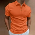 thumbnail image 2 of Lovskoo Mens Button Down Short Sleeve Shirt Collared Shirt Casual Solid Color Pullover Trendy Button Blouse Orange, 2 of 7