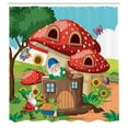 thumbnail image 2 of Ambesonne Fantasy World Shower Curtain, Gnome Land Nature Art, 69"Wx84"L, Pale Sky Blue Vermilion, 2 of 4
