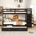 thumbnail image 2 of Full Over Full Bunk Bed with Twin Size Trundle and Staircase, White(OLD SKU:LT000268AAK), 2 of 19
