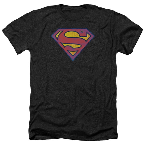 Superman - Sm Neon Distress Logo - Heather Short Sleeve Shirt - Large