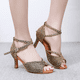 thumbnail image 2 of XIHAHA-zapatos de baile latino con diamantes de imitación para mujer, Sandalias de tacón alto con suela suave, zapatos de boda, zapatos de baile de salón Tango, 2 of 5