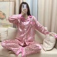 thumbnail image 1 of Conjunto de Pijama de rayas de cebra para mujer, ropa de dormir femenina con solapa de satén de seda sintética, camisa de manga larga, pantalones, ropa de casa, 2 piezas, 1 of 4