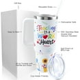 thumbnail image 2 of Teacher Tumbler 40 oz Tumbler with Handle and Straw Lid Leak Proof - Best Teacher Ever Coffee Mug Insulated for Hot Cold Iced Drink - Mother''s Day Teacher Gifts for Women Birthday Appreciation Cup, 2 of 5