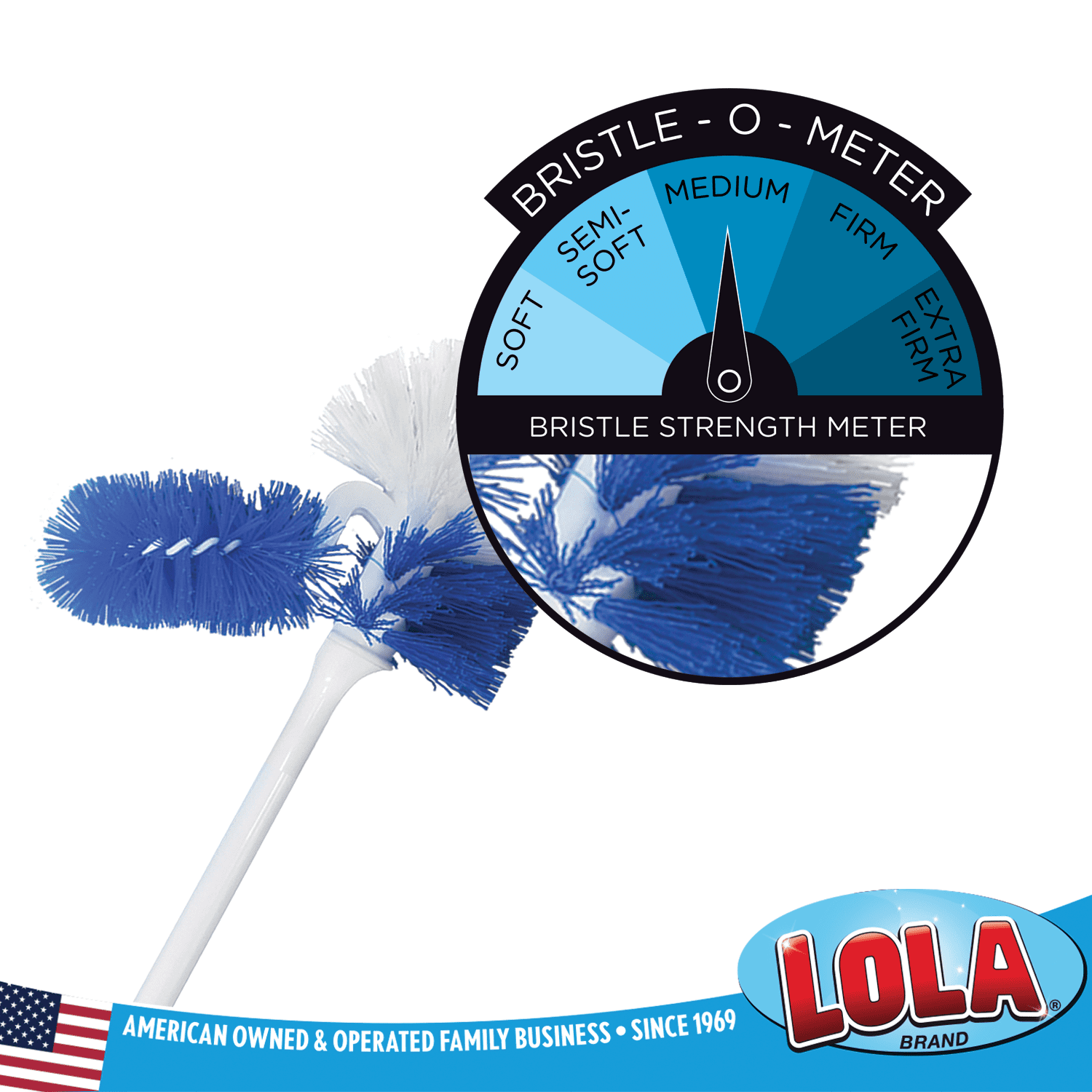 LOLA Classic Toilet Brush w/ Under-The-Rim Scrubber, 6 Pack, Deep Cleans The Entire Toilet Bowl, Non-Slip Handle w/Rubber Comfort Grip