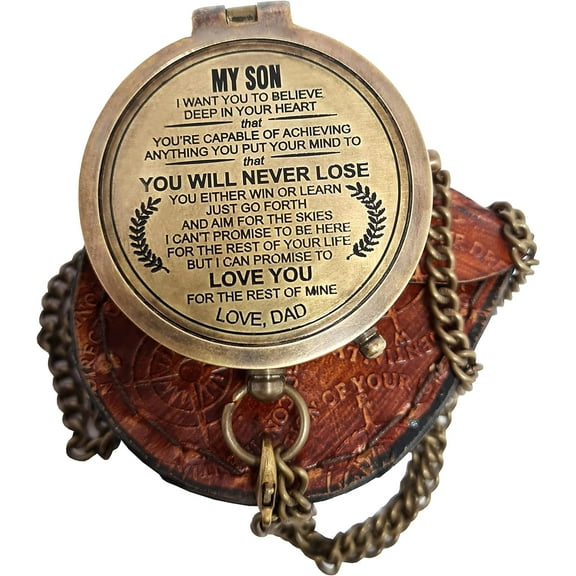 Maritime treasures Instruments Engraved Compass, Customized Brass Compass for Anniversary, Birthday, Graduation Day, Confirmation Gift, Valentine Gift, Parting Gift, Sailor Gift - Father - 3