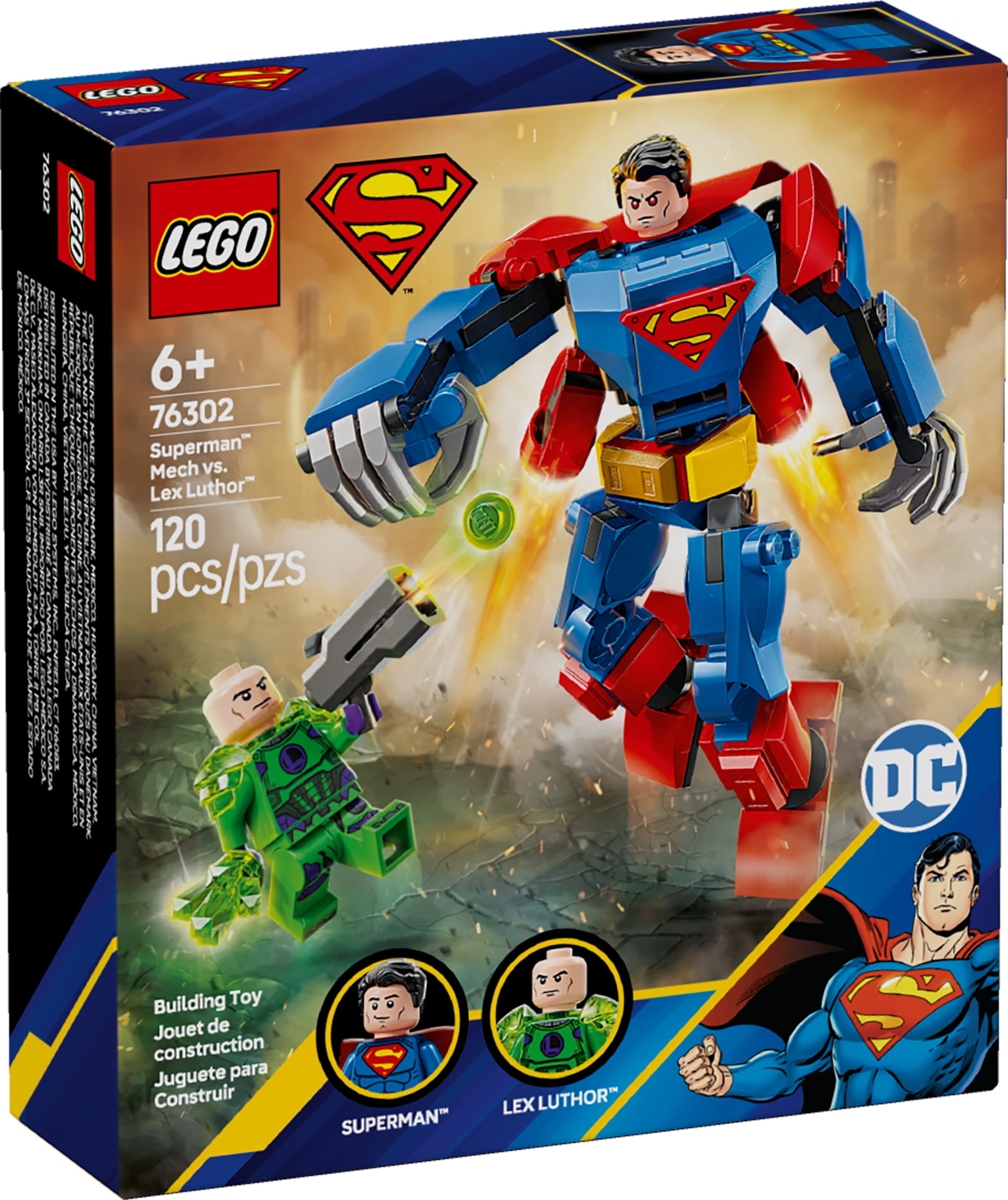 LEGO DC Superman Mech vs. Lex Luthor Building Toy - Superman Toy for Kids, Boys and Girls, Ages 6+ - Buildable Action Figure - Superhero Gift for Birthday - 76302