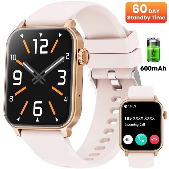 Mingdaln 46mm Extra Large Battery Smartwatch, (Answer Make Calls/Standby Time 60 Days/120  Sport Mode)fits for Android and iPhone Devices,perfect gift (Pink)