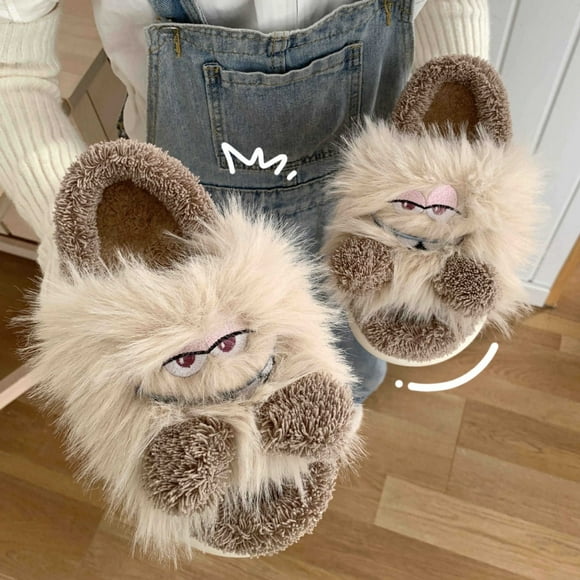 Cameland Soft Cute Cute Quirky Elfs Cotton Slippers Plush Shoes Women's Winter Home Indoor Warm Thick-soled Cotton Slippers Non-slip Warm Thick-soled Plush Shoes