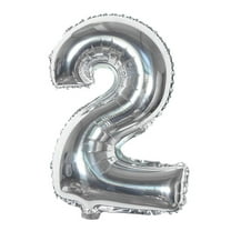 Unique Bargains Foil Number 2 Shape Helium Balloon Birthday Wedding Decor Silver Tone 16"