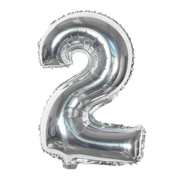 Unique Bargains Foil Number 2 Shape Helium Balloon Birthday Wedding Decor Silver Tone 16"