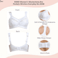 thumbnail image 6 of BIMEI Women's Mastectomy Bra Pockets Wireless Post-Surgery Invisible Pockets for Breast Forms Flower Embroidery Everyday Bra Sleep Bra 2118,White,42C, 6 of 9