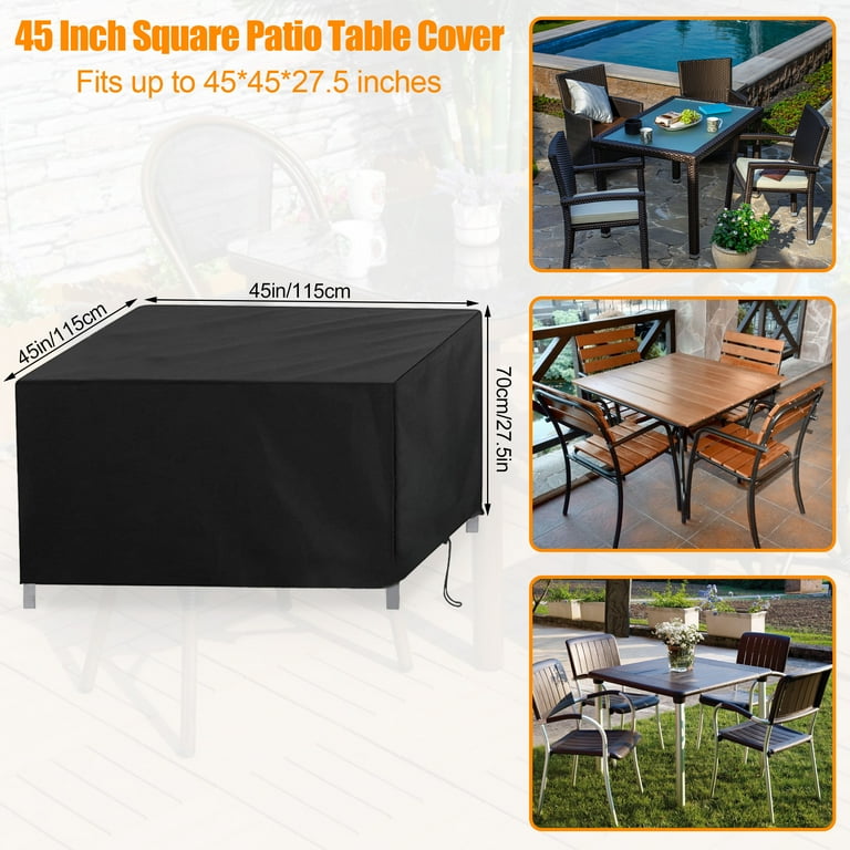 ABIDE 2 Pack Waterproof Patio Table Cover UV Protection Windproof 45x45x28 Inches Black Walmart