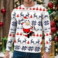 thumbnail image 2 of Chandail à Capuche Sans Capuche pour Hommes Hiver Chaud Col Rond Chandail Imprimé Flocon de Neige Père Noël Décontracté Confortable Doux, 2 of 4