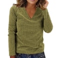 thumbnail image 2 of Dyfzdhu Sequin Tops for Women Elegant Trendy V Neck Sparkly Casual Solid Color Sequined Long Sleeve T Shirt Blouse Gold （Not Real Sequin), 2 of 8