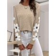 thumbnail image 5 of Ladies floral pattern round neck elegant long-sleeved off-shoulder pullover sweater, 5 of 6