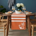 thumbnail image 2 of Orange Anchor Table Runner - 70 Inch Long, Kitchen Dining Table Runner Dresser Scarves, Modern Nautical White Geometric Stripes Farmhouse Decor for Coffee Tables Wedding Party Banquet, 2 of 8