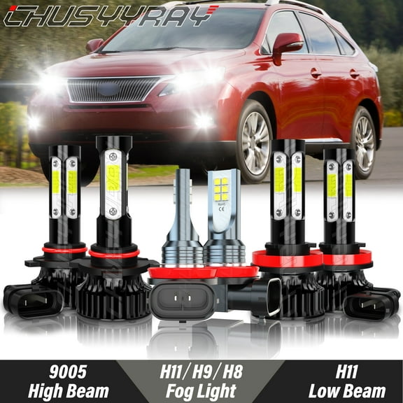 For Lexus RX350 2010-2015 LED High Low Beam Headlight Fog Light Lamps Kit 6000K White Ultra Brighter 6Pcs