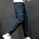 thumbnail image 4 of Pantalones largos para hombre, informales, lisos, con bolsillo, cintura elástica, para exteriores, con cordón ajustable, para trabajo, 4 of 6