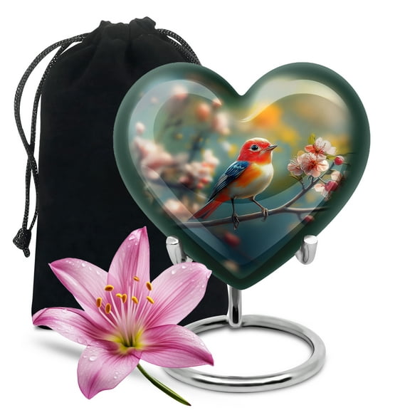 Bird Urn, Burial Urns for Women, Urns for Mom Ashes, Heart Shaped Urns for Ashes, Large Urns for Human Ashes Adult, Urn for Ashes for Men (Size - 8inch)