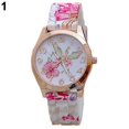 thumbnail image 2 of Women Flower Print Silicon Band Arabic Numerals Dial Quartz Wrist Watch, 2 of 10