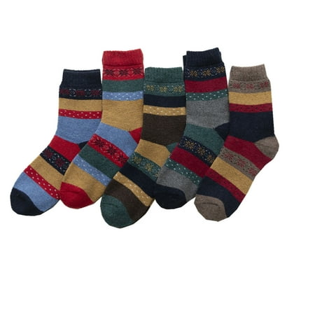 

Mishuowoti sock socks for men and women compression socks Warm Wool Knit Cold Winter of Pairs Soft 5 Womens Multicolor One Size
