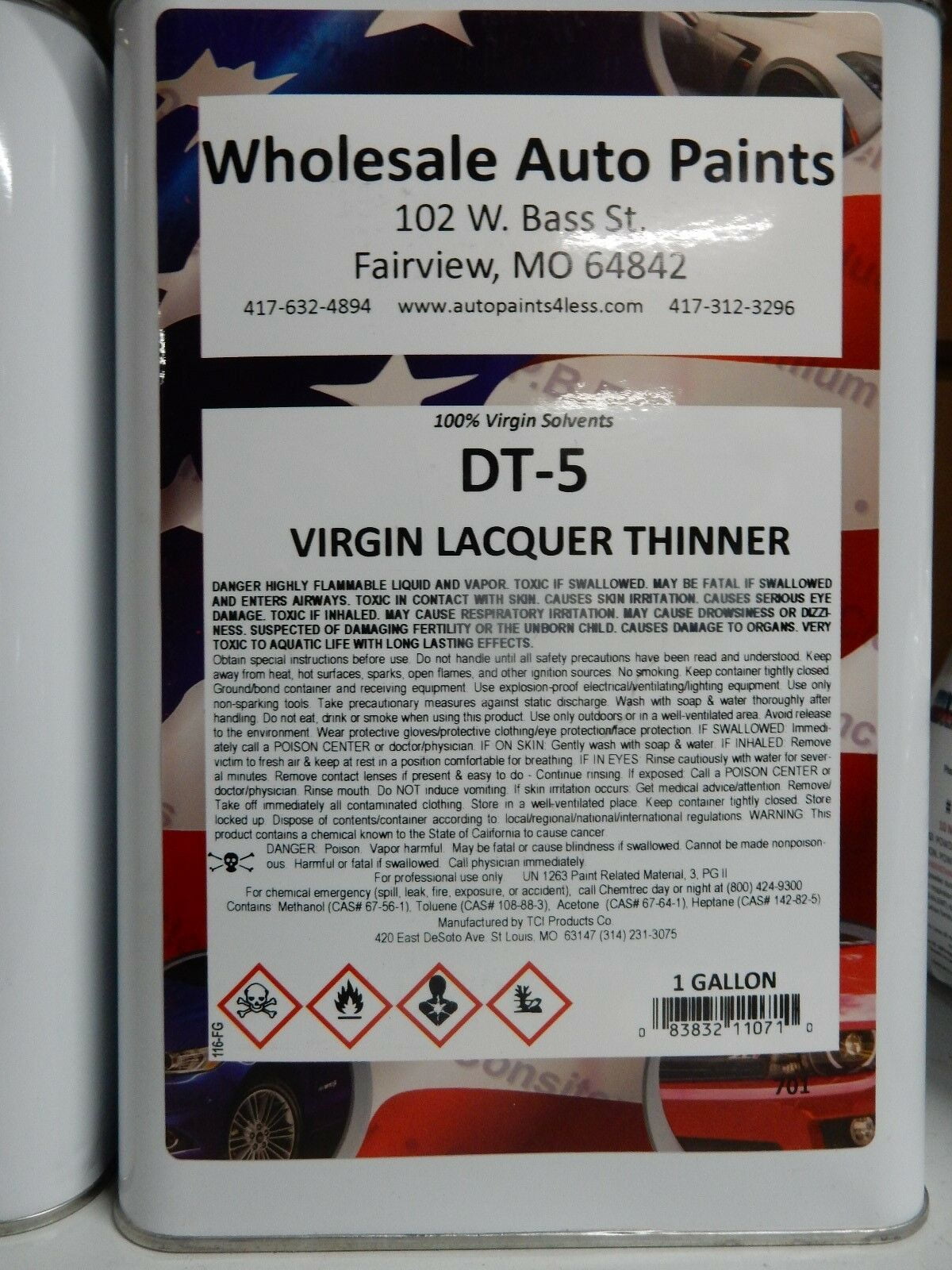 DT5 Virgin Lacquer Thinner Gallon Professional Paint Cleaner