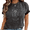 Black-2, variant on Women's Black Washed Wildflower Bouquet Heart Print T-Shirt Casual Cuffed Short Sleeve Tees S-2XL