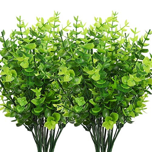 TEMCHY Artificial Plants Flowers Faux Boxwood Shrubs 6 Pack Lifelike Greenery F 