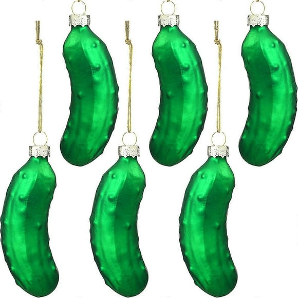 6 Pieces Christmas Pickle Ornaments Sweet Pickle Blown Glass Xmas Ornaments For Christmas Tree