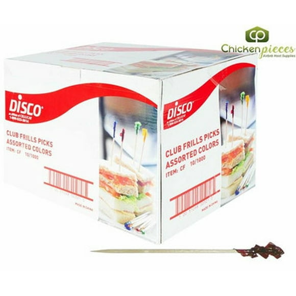 Disco Produits Pic à Volants en Bois, 4.5 Pouces, 1000 CT (10/caisse) - Parfait pour les Apéritifs