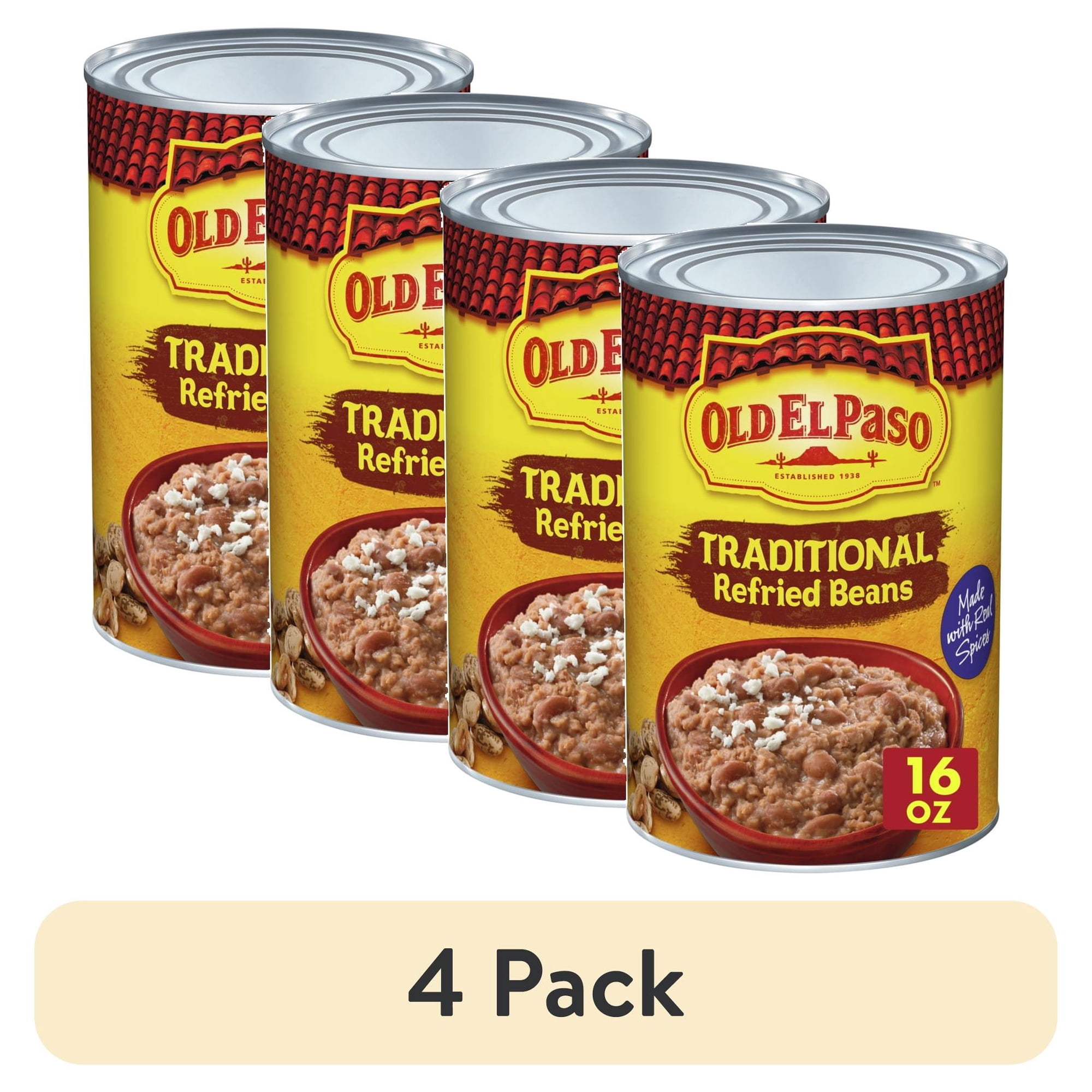 (4 pack) Old El Paso Traditional Refried Beans (16 oz Can)