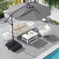 thumbnail image 2 of Costway Patio 10FT Hanging Offset Umbrella 32 LED Lights Sand Bag Outdoor Cross Base Dark Gray, 2 of 10