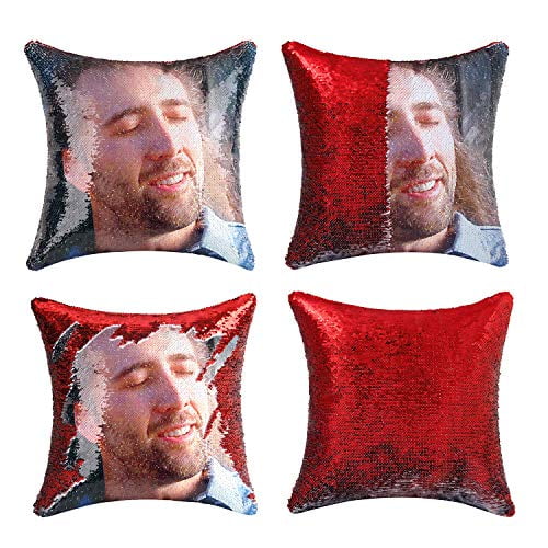 nic cage sequin pillow