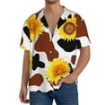 thumbnail image 3 of Disketp Men's Hawaiian Sunflower Cow Print Shirts Button Down Holiday Beach Shirts-Large, 3 of 7