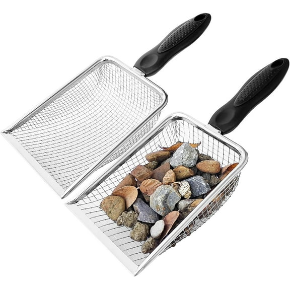 2pcs Gardening Soil Sifter, Garden Sand Soil Compost Sifter with Handle, 3.8mm and 5mm Mesh Garden Sifters, Ideal for Sand, Rocks, Dirt, Compost - Perfect for Gardening