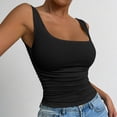 thumbnail image 4 of longantii Womens Square Neck Tank Tops Crop Summer Basic Going Out Tops Tight Crop Ruched Fashion Clothing 2026 Black L, 4 of 7