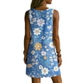 thumbnail image 7 of Levmjia Women's Summer Sleeveless V Neck Floral Print Mini Dress Casual Pocket Loose Fit A Line Swing Dress Beach Vacation Daily Wear, 7 of 7