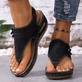 thumbnail image 3 of Platform Wedge Sandals for Women Lightweight Thong Sandals Breathable Non Slip Beach Sandal Elastic Slingback Flip Flops Black Size 8, 3 of 5