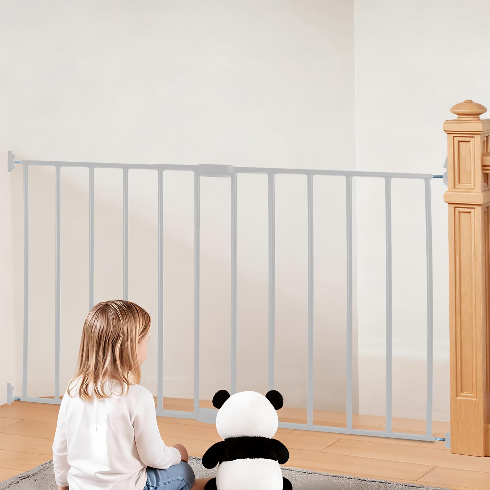 Adjustable Pet Safety Swing Gate, Hardware-Mounted Metal Gate for Stairs and Doorways, Secure Latch for Pets (White, 24"-40.5" W x 28.75" H)