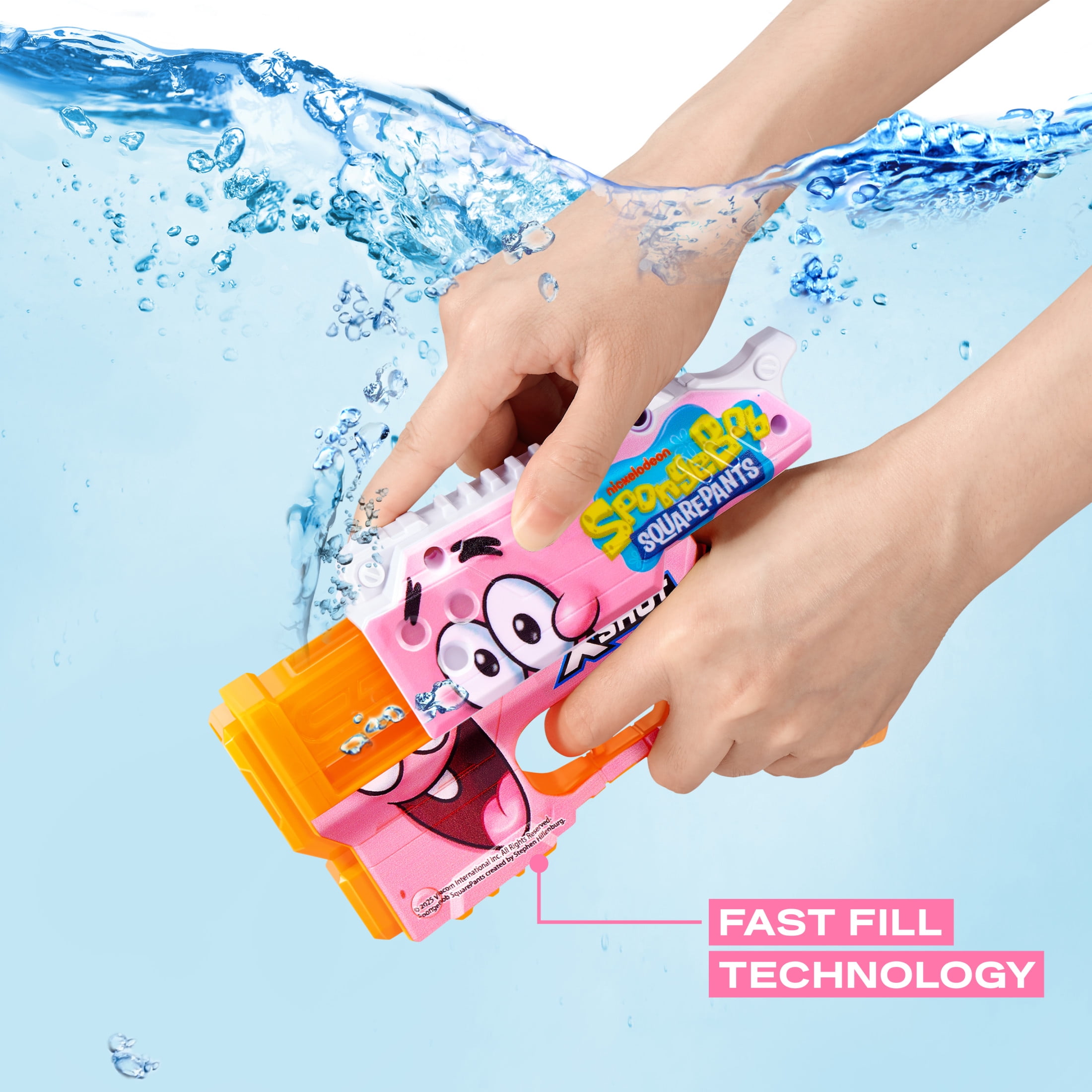 XSHOT Water SpongeBob Jr Fast-Fill Water Blaster 2-Pack by ZURU – Kid-Sized Water blasters with SpongeBob Design, Fast-Fill Tech, 30ft Range & 150ml (5 fl. oz.) Tank, Outdoor Summer Toy for Kids Ages