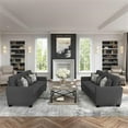 thumbnail image 3 of Pemberly Row 110W L Shaped Sectional Couch in Charcoal Gray Herringbone Fabric, 3 of 9