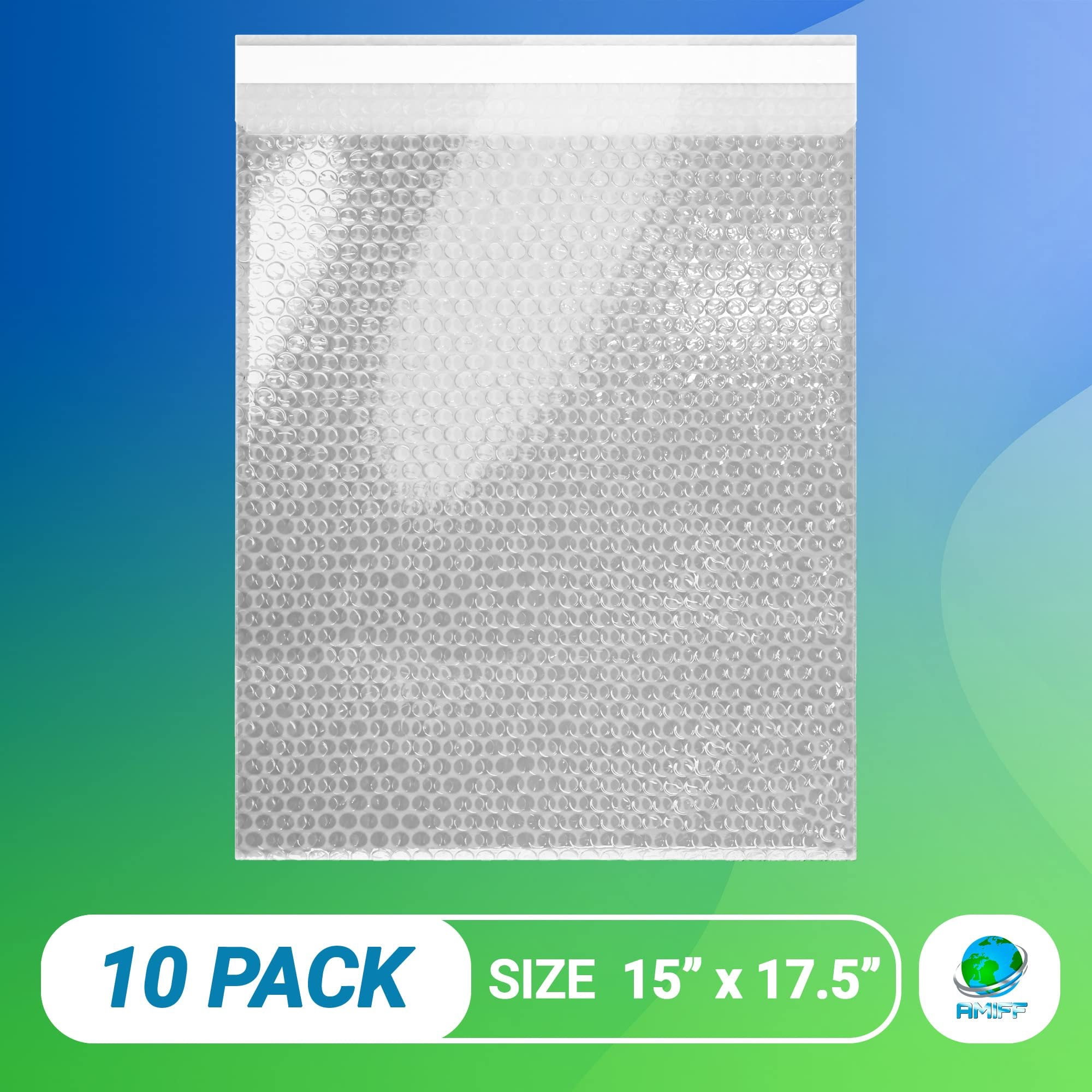 Bubble Wrap Bags Clear Polyethylene Self Seal 10 count 15 x 17.5 in