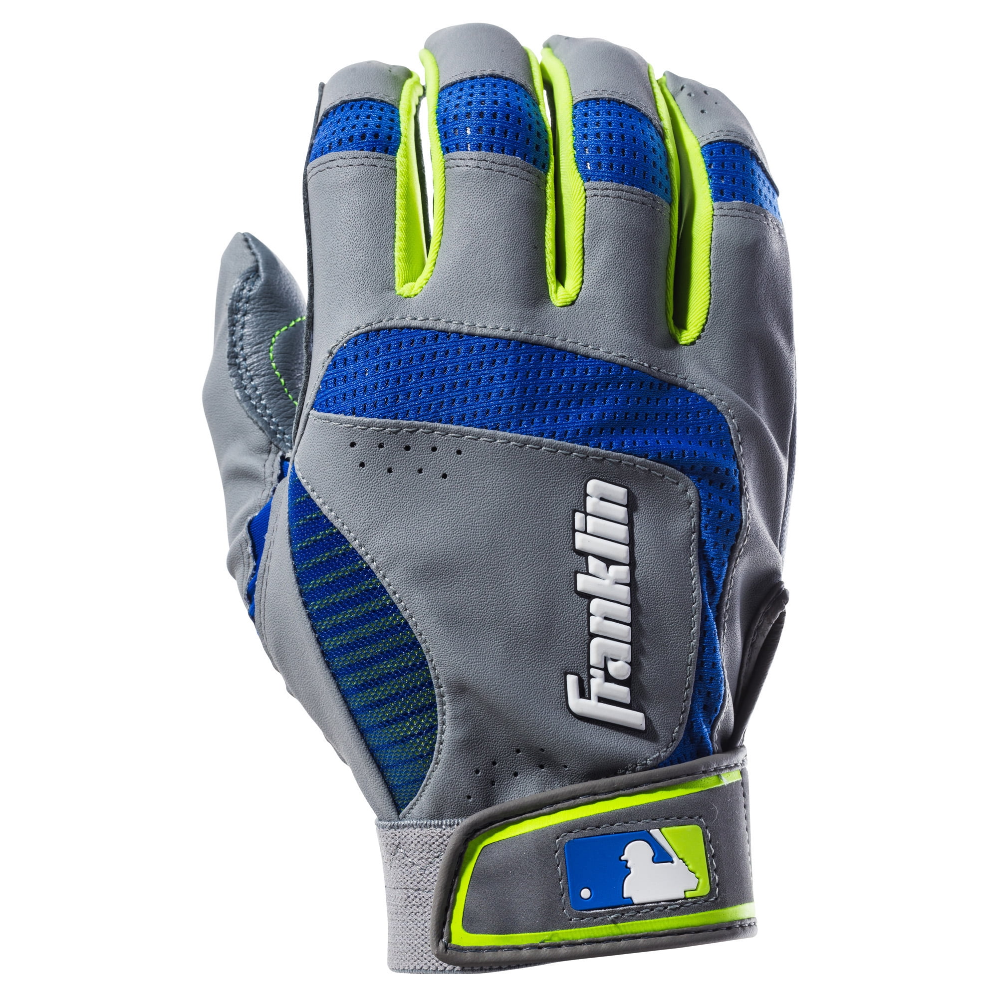 Franklin Sports ShokSorb® Neo Batting Gloves Gray/Royal Youth Large