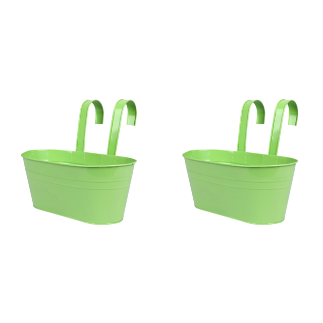 Macetas colgantes de metal FLhrweasw macetero para barandilla valla balcón verde