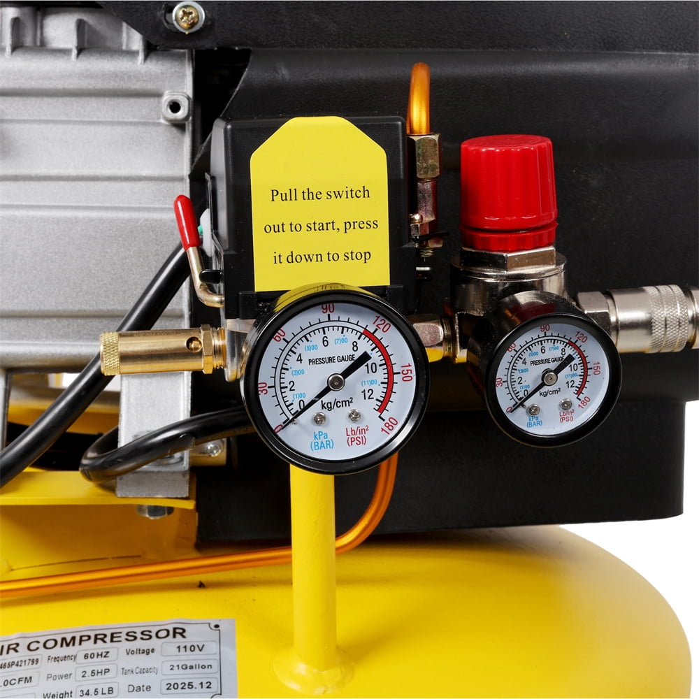 21 Gallon Air Portable Compressor 110V/60HZ, 2.5HP Motor Max 115PSI Pressure