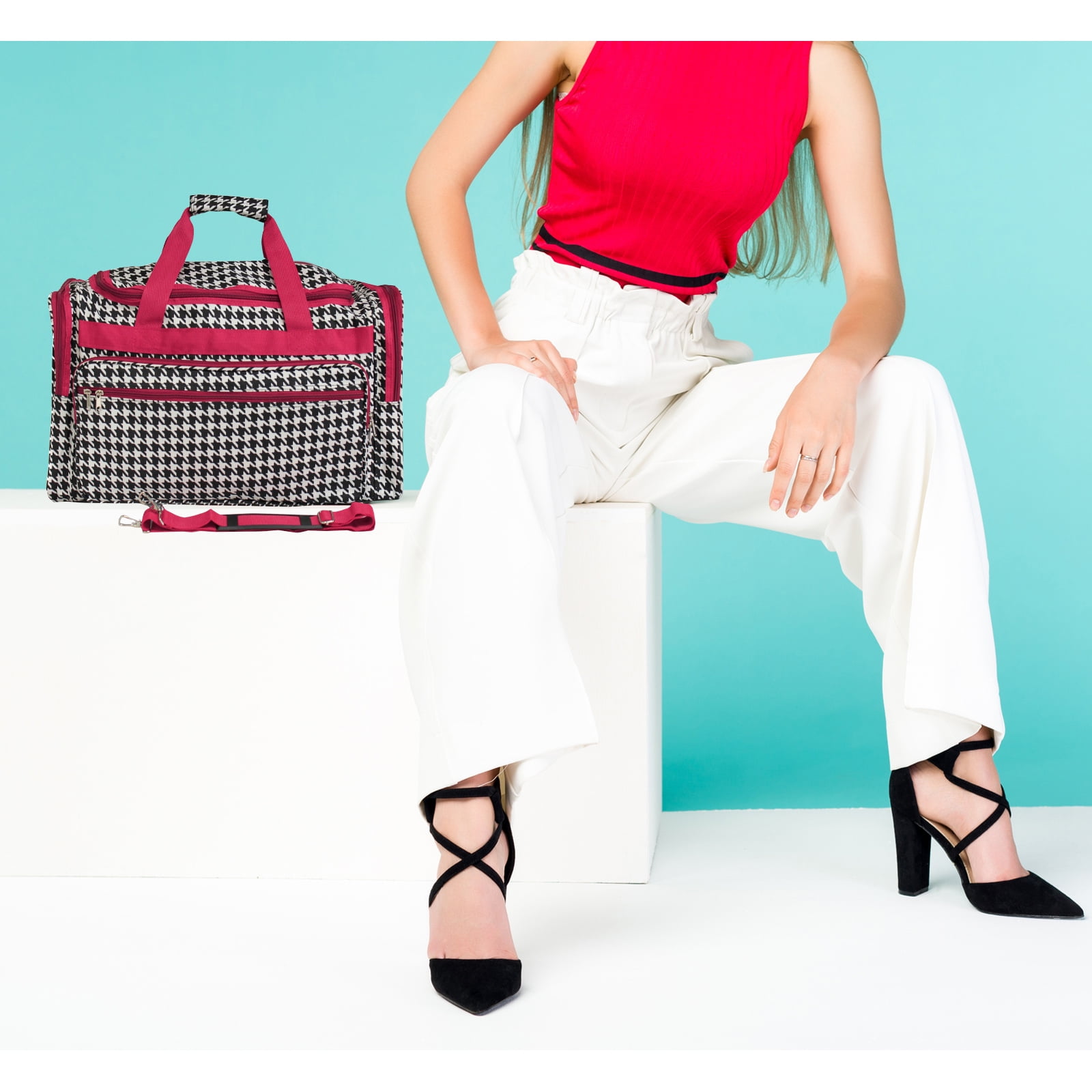 CalBags Fashion Prints, Fuchsia Trim Houndstooth