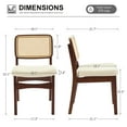 thumbnail image 3 of Zesthouse Rattan Dining Chairs Set of 2, Mid Century Dining Chairs, Kitchen Dining Room Chair, Curved Upholstered Linen Fabric Dining Chair with Cane Back, Walnut Tone Wood Frame, Beige, 3 of 9